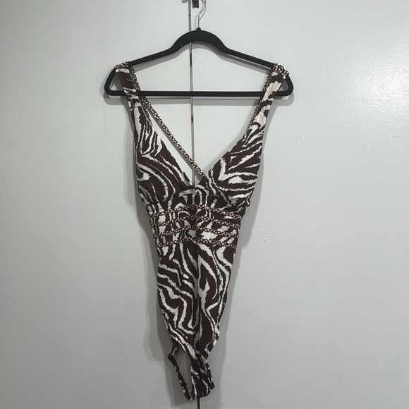 NWT La Blanca Fierce Lines Multi Strap One Piece  Size 16 - Picture 3 of 6
